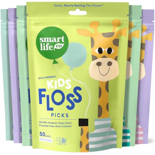 SmartLifeco Eco-Friendly Kids Flossers Pack of 300 - Fluoride & PFA Free Toddler Dental Picks with Mint