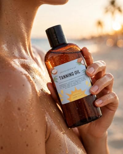 Natural Carrot Tanning Oil for Deep Golden Glow, Hydrating Sun Protection 3.5oz