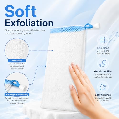 Lagincig Mesh Soap Bag Pack of 20 - Travel & Shower Foam Pouches with Drawstring