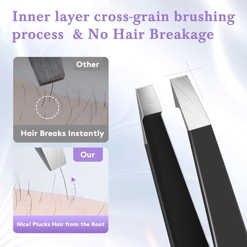 BEDACE Stainless Steel Precision Tweezers for Hair Removal