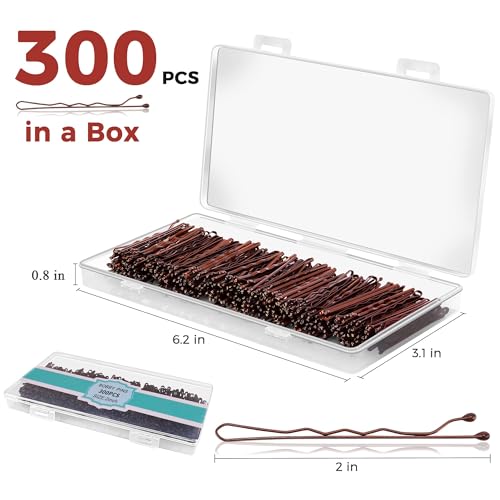 EWAGOA 300-Pack Brown Hair Pins with Storage Box