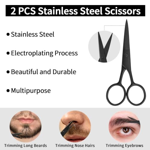 Men's Beard Grooming Kit with Shaping Tools, Razor & Blades