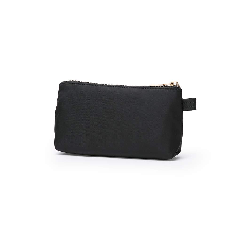 YONBEN Mini Nylon Travel Toiletry Bag for Women, Water-Resistant Small Makeup Bag Organizer with 2 Dividers, Lightweight Cosmetic Pouch for Purse and Gym (Nylon/Black)