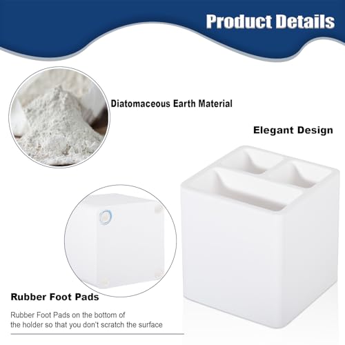 Diatomite Toothbrush Holder - 3 Slot Organizer for Bathroom
