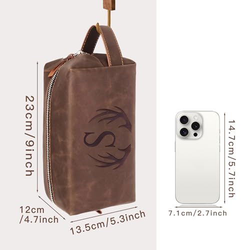 Aganmi Personalized Men's Toiletry Bag Dark Brown M Engraved Initials