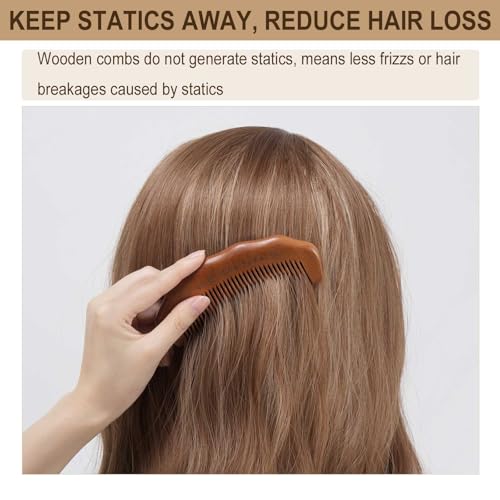 Medium Wooden Labor Comb with Adjustable Wrist Strap - Pain Relief & Hair Care (2 Pack)