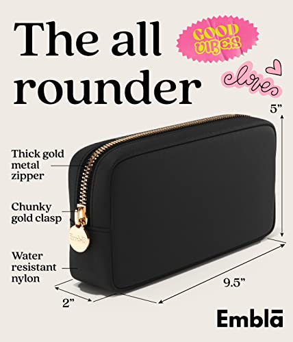 Embla Small Black Travel Cosmetic Pouch – Nylon Makeup Bag & Toiletry Organizer