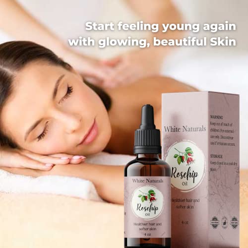 White Naturals Organic Rosehip Seed Oil - Cold Pressed Face & Body Oil, 4oz