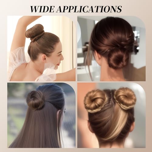 Teenitor Dark Brown Hair Bun Maker Kit - 4 Medium Donuts, 10 Nets & Pins for Perfect Updos