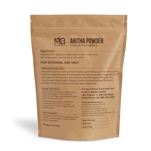 MB Herbals Aritha Powder 1 lb - 100% Pure Organic Soap Nut Hair Cleanser