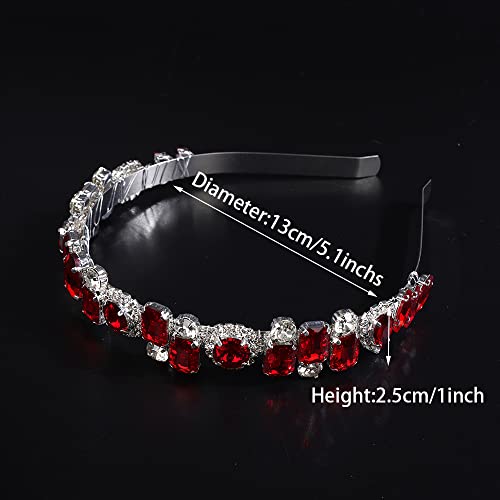 JWICOS Red Rhinestone Bridal Headband Tiara for Wedding & Prom Women Hair Accessory