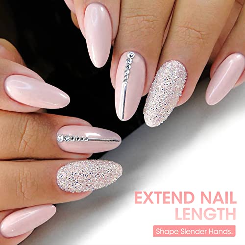Buqikma 600PCS Short Round Oval Half Cover Nail Tips for Acrylic Nails