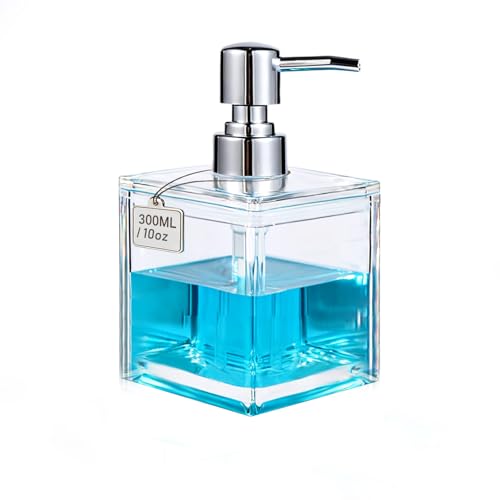LGURT 300ml Clear Acrylic Soap Dispenser - Compact Pump for Kitchen & Bathroom