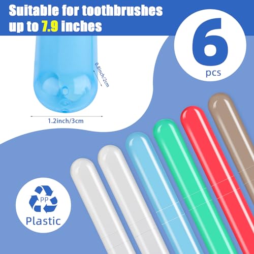 Eaezerav 6 Pack Travel Toothbrush Cases - Breathable, Portable, Multi-Color, with Variation (Red, Blue, Green, Grey, Lucency) for Camping, Travel, Bathroom, Home