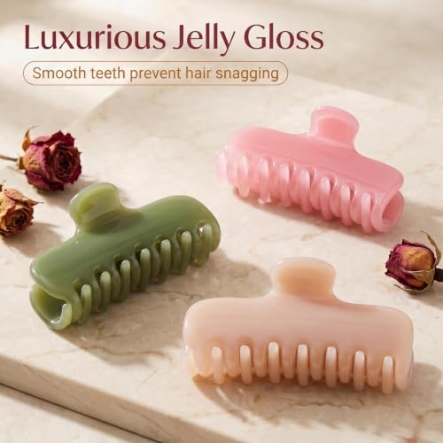 Jelly Olive Green Acetate Hair Claw Clip - 3.8 Inch Strong Hold