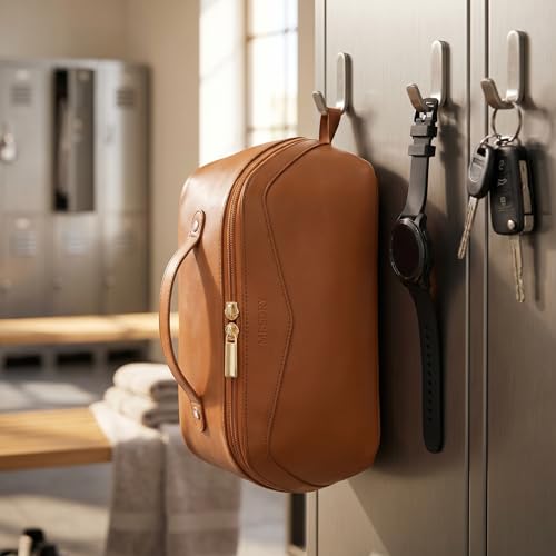 Mrsdry Brown Travel Makeup Bag - Large Waterproof Cosmetic Organizer