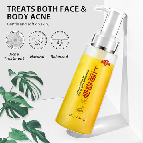 Bee & Flower Sulfur Liquid Soap - Acne & Itch Relief Body Wash & Shampoo