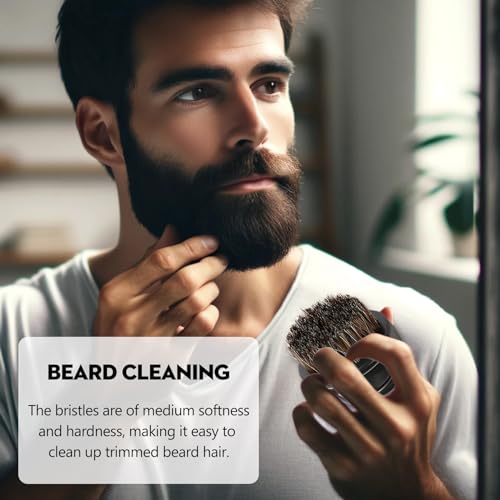 2-Pack Professional Boar Bristle Knuckle Brush for Beard Grooming