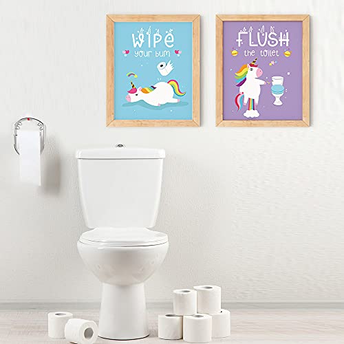 Funny Unicorn Bathroom Decor Art Prints Set of 4, 8x10