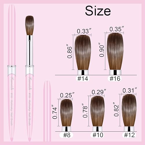 KEMEISI Pink Acrylic Nail Brush #08 - Kolinsky Hair, Oval Shape for Professional Manicure & DIY Nail Art