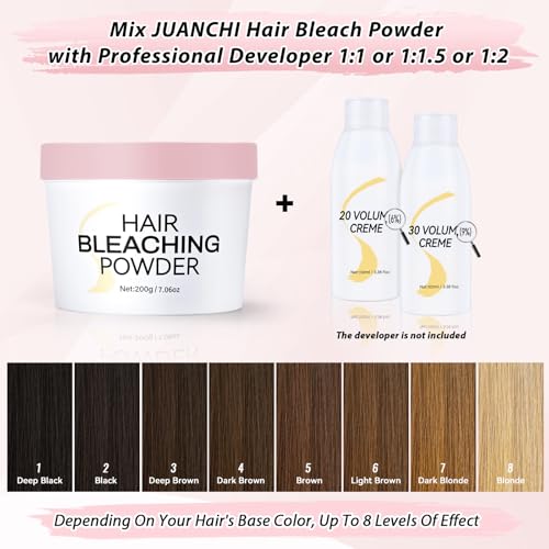 JUANCHI Professional Hair Bleach Powder 200g - Lifts Up to 8 Levels