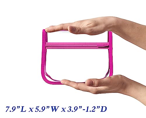 Olanmark Pink 2 Pack TSA Approved Travel Toiletry Bags - Quart Size Clear Cosmetic Organizer