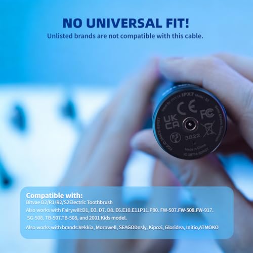 Electric Toothbrush Charger Cord for Bitvae & Fairywill Models