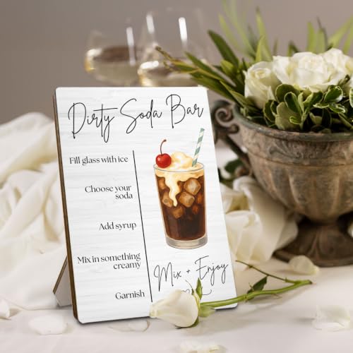 Rustic Wooden Dirty Soda Bar Sign - 5x7 Wedding Decor