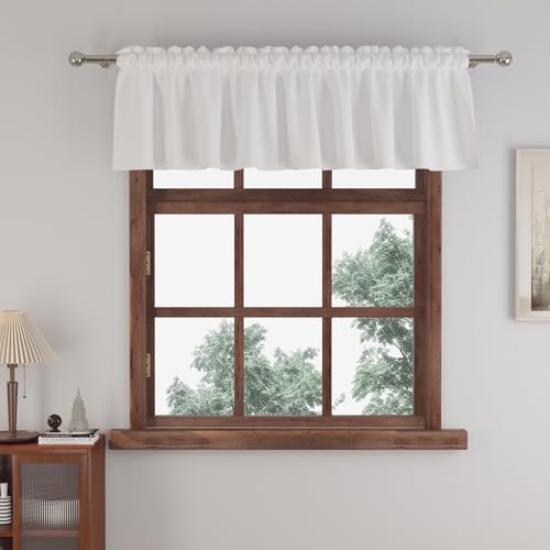 White Faux Linen Kitchen Valance Curtain - 52" x 12" Rod Pocket