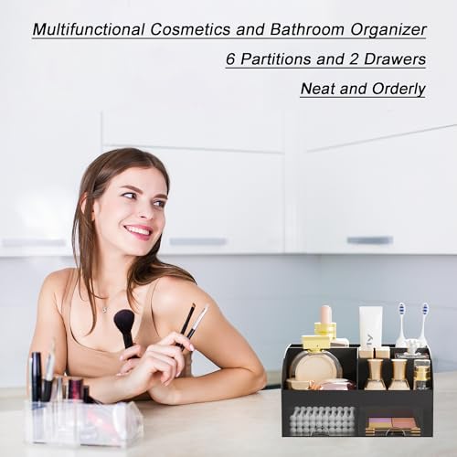 Makeup Organizer with 2 Drawers - Compact Cosmetic Storage