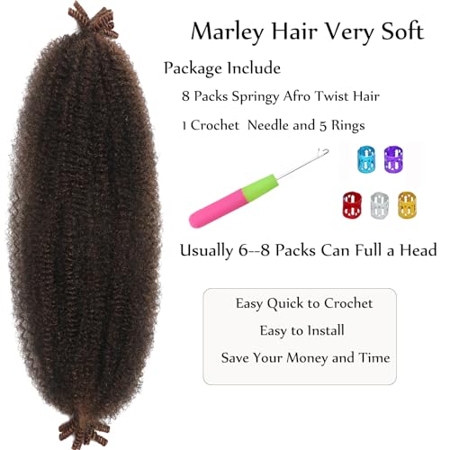 Miyamarch 14-Inch Springy Afro Twist Hair - 8 Packs Marley Braiding Hair