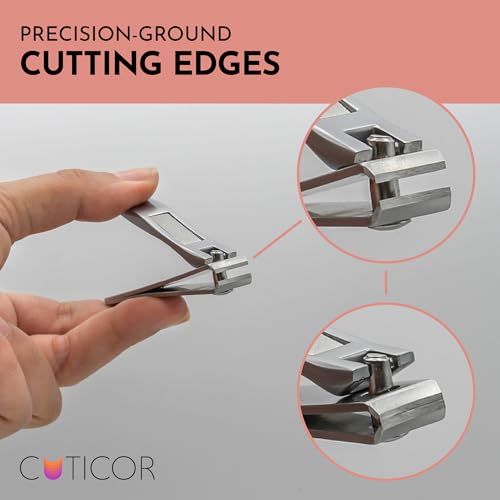 CUTICOR Stainless Steel Nail Clipper Set for Thick Nails