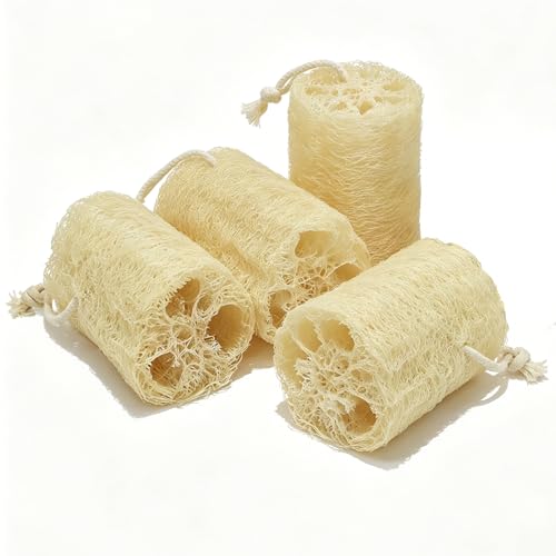 Natural Loofah Exfoliating Body Sponge - 4 Pack for Bath & Shower