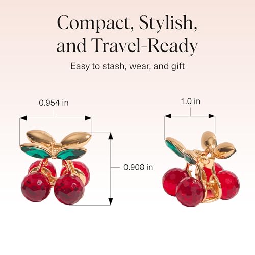 Kitsch Cherry Mini Hair Clips with Rhinestones - 2pcs