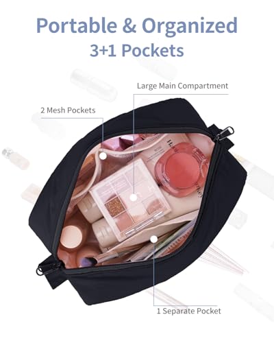 Narwey Travel Makeup Bag - Quilted, Water-Resistant Cosmetic Organizer
