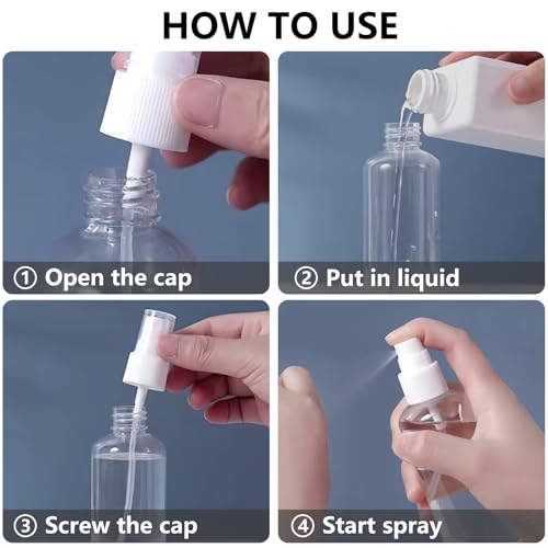 4 Pack 4 Oz Refillable Fine Mist Spray Bottles - Eco-Friendly