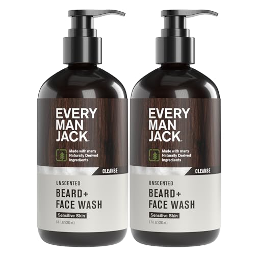 Every Man Jack Beard + Face Wash, Unscented, 6.7 fl.oz (Pack of 2)