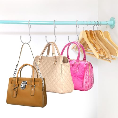 12-Pack Metal Handbag Hanger Hooks with Drawstring Storage Bag