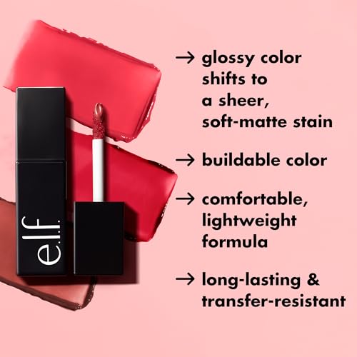 e.l.f. Glossy Lip Stain - Long-Lasting Sheer Color, Fuchsia Fantasy