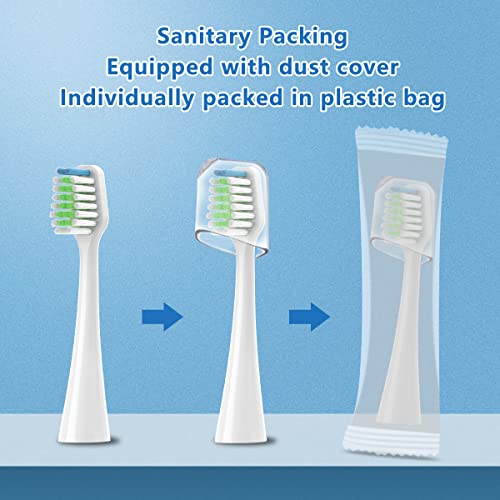 Earouth Replacement Heads for Smile Bright Platinum Sonic Toothbrush, 10 Pack
