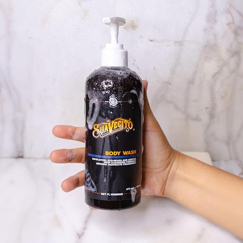 Suavecito Men's Body Wash with Eco Beads - Exfoliating Shower Gel, 16 oz