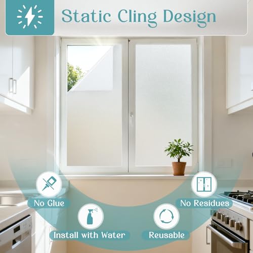 Haton Frosted Window Privacy Film | Static Cling, UV Protection, 17.5" x 118.1"