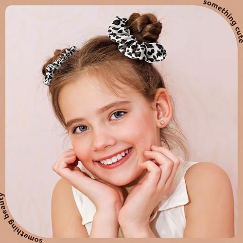 Willbond 24 Pcs Bright Colors Leopard Satin Hair Scrunchies