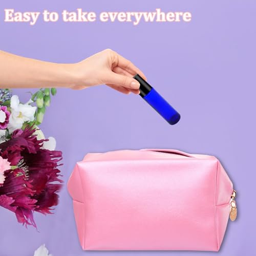 25 Pcs Blue Essential Oil Roller Bottles 10ml Glass with Funnels