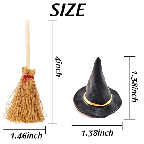 Mini Witch Hat and Broom Set - 50PCS Halloween Party Decorations