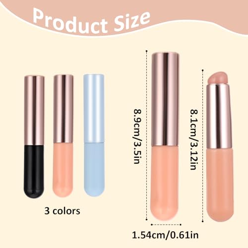 3 Pack Silicone Lip Brush Set with Cover - Reusable Makeup Applicator