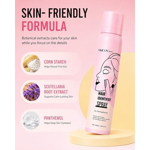 Hair Identifier Spray for Face Shaving & Dermaplaning, Dermaplane Spray to Reveal Peach Fuzz & Fine Facial Hair, Pre-Shave Facial Mist for Women, Smoother More Precise At-Home Dermaplaning Prep