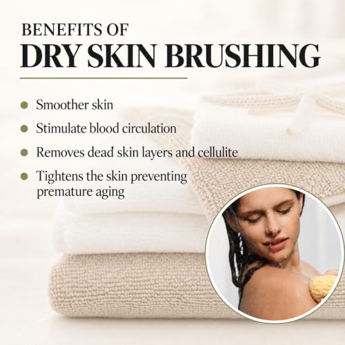 Touch Me Natural Sisal Body Brush for Dry Skin Exfoliation, 9" Firm Handle