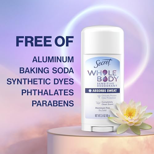 Secret Whole Body Deodorant Stick - Aluminum Free, 72 Hour Odor Protection, Naturally Derived Formula, 2.4 oz