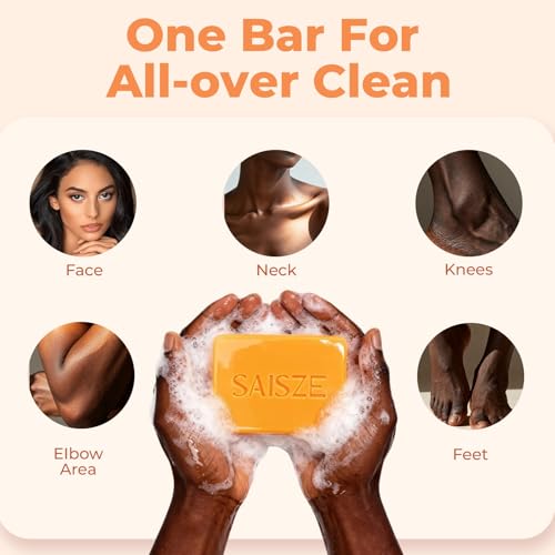 SAISZE Kojic Acid & Turmeric Dark Spots Remover Soap Bars - Brightening & Hyperpigmentation Treatment, 2 x 4oz